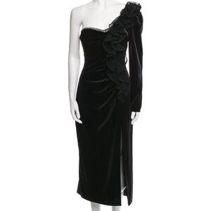 Self Portrait Black Velvet Midi dress